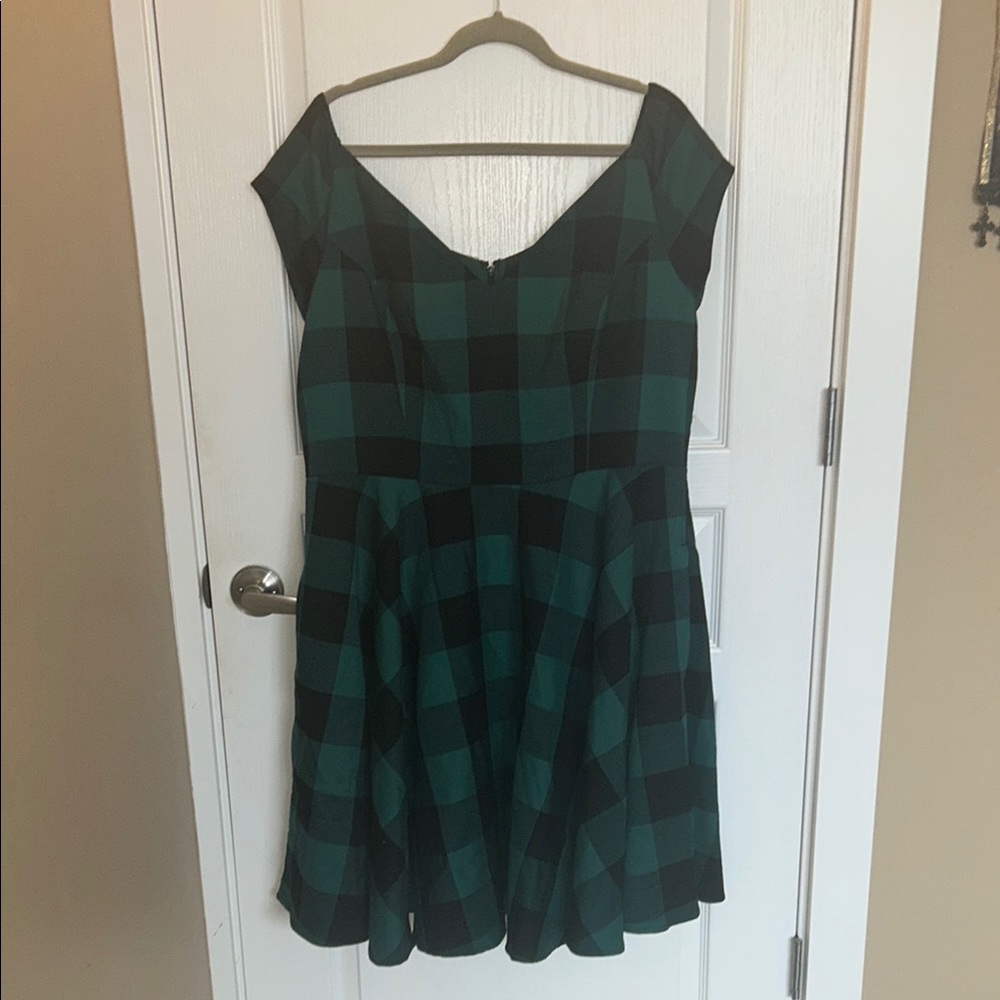Green and Black Plaid Dress - Hell Bunny